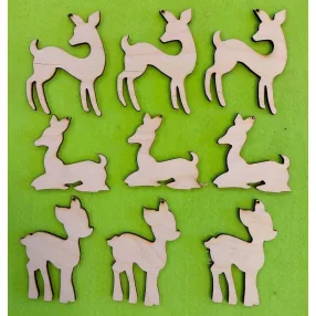 Natúr,nyír rétegelt lemez Őzikék	9db/csomag	8x5,5cm 