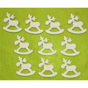   Fehér színű ,fa  alapú HDF(nem tömörfa)  hinta szarvas	10db/csomag	5x5cm  