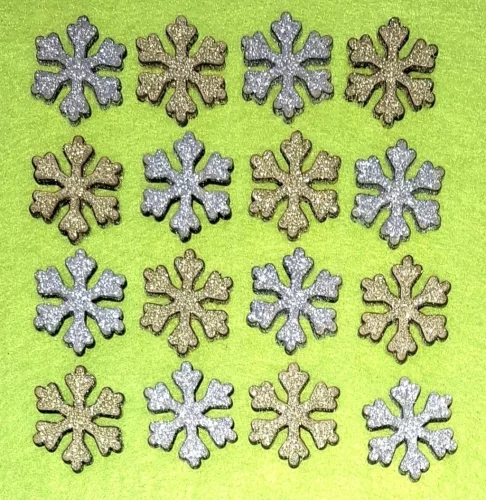 Csillámos ,fa alapú HDF(nem tömörfa)   hókristály	16db/csomag	2,7x3cm  
