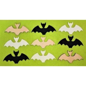 Vegyes színű fa  denevér 	10x5cm  9db/csomag