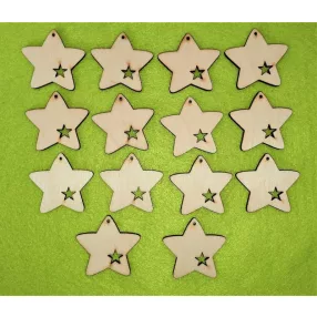   Natúr,nyír rétegelt lemez Díszített csillag	14db/csomag	4,5x4,2cm  