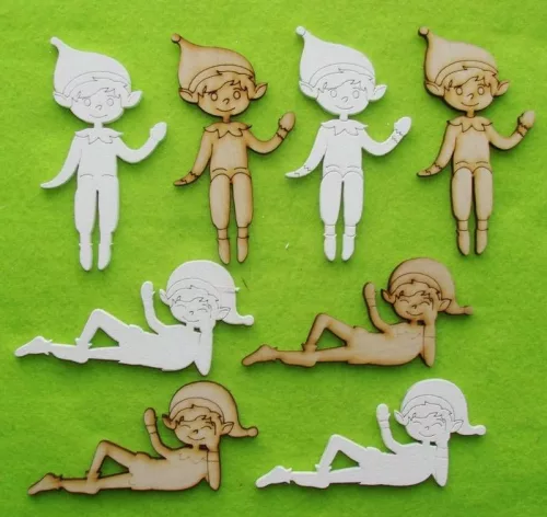 Natúr és fehér  Fa  Téli manó szett	2 szett 8db/csomag	10cm 