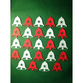 Piros és fehér filc Harang csillaggal	24db/csomag	6x6cm  