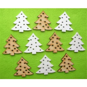   Vegyes színű ,fa alapú HDF(nem tömörfa)  Fenyő csillaggal 	10db/csomag	5x5cm vastagság 3mm	501ft