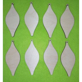 Natúr fa csepp karácsonyfadísz 	8db/csomag	12x5cm 