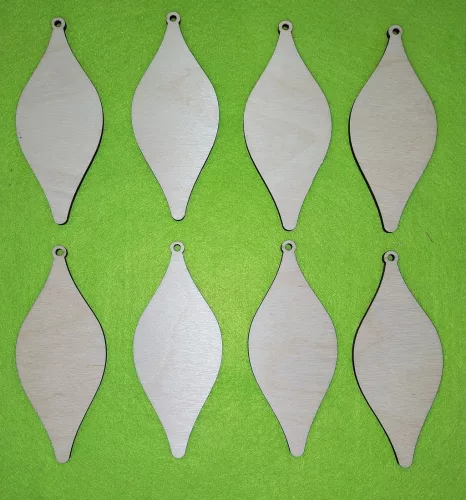 Natúr fa csepp karácsonyfadísz 	8db/csomag	12x5cm 