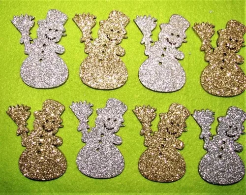 Csillámos ,fa alapú HDF(nem tömörfa)   Hóember	8db/csomag	5x6cm vastagság 3mm