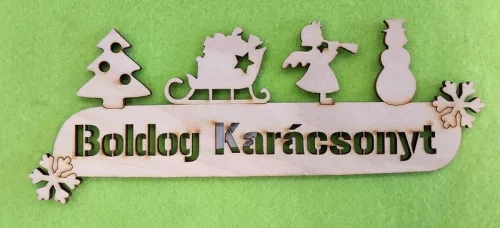 Natúr,nyír rétegelt lemez Karácsonyi figurás koszorú dísz 	1db	20x8cm 