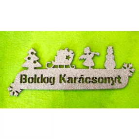      Arany Csillámos,fa alapú HDF(nem tömörfa) )  Karácsonyi figurás koszorú dísz 	1db	20x8cm 