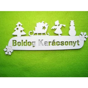   Fehér színű ,fa  alapú HDF(nem tömörfa)  Karácsonyi figurás koszorú dísz 	1db	20x8cm 