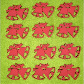    Piros színű , fa  alapú HDF(nem tömörfa)   Dupla harang	12 db/csomag	4x5cm 