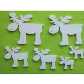   Fehér színű ,fa  alapú HDF(nem tömörfa)  Dámszarvas 3 méretben	 2szett 	3x3,5cm 4,8x5,5cm7x8 cm  
