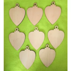 Natúr fa karácsonyfadísz szív	 8db	7x10cm  