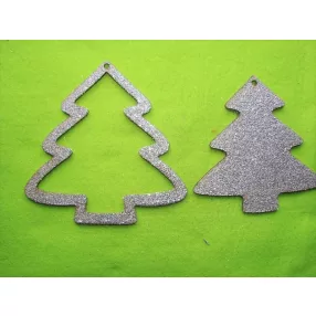   Ezüst csillámos,fa alapú HDF(nem tömörfa)    fenyő kerettel	1db	15x15cm 