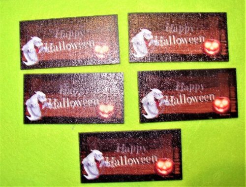 8x4cm Téglalap Nyomtatott fa  Fekete  háttér szellem és halloween tök	5db/csomag	