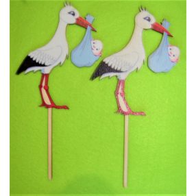   Nyomtatott fa    Beszúrós gólya kisfiúval	2db/csomag	8,5x18cm 