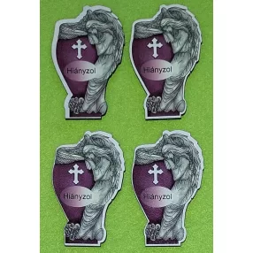    Nyomtatott fa Angyal Hiányzol felirattal	4db/csomag	5x7,5cm 