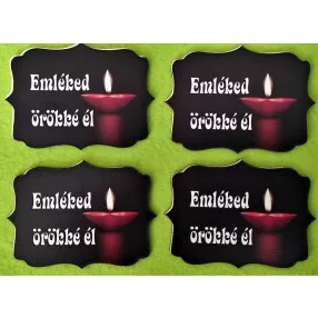   8 x 6cm Nyomtatott fa Emléked örökké él  felirattal fekete háttérrel egy darab mécsessel 	4db/csomag	