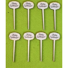   Beszúrós   Nyomtatott ,fa alapú HDF(nem tömörfa)    kis    tábla   Boldog Születésnapot !  Felirattal 	8db/csomag	9x3,5cm 