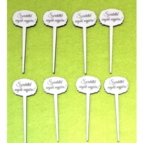   Beszúrós   Nyomtatott fa kis    tábla  Szeretettel  anyák napjára !  Felirattal 	8db/csomag	9x3,5cm 