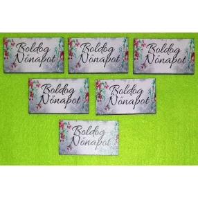   6x3,5 Nyomtatott fa tábla  Boldog nőnapot   Felirattal 	8db/csomag	6x3,5cm 