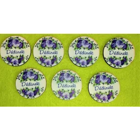   5 cm Kör Lila rózsákkal Dédinek felirattal	7db/csomag	5cm 