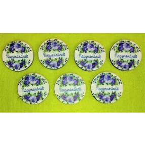   5 cm Kör Lila rózsákkal Nagymamának  felirattal	7db/csomag	5cm 