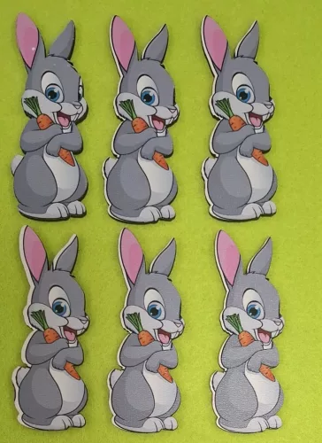 Nyomtatott fa Nyuszi répával	6db/csomag	3,5x9cm 