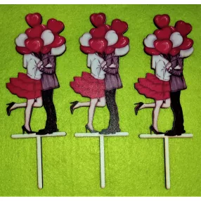   Nyomtatott beszúrós fa  Csókolózós lufis pár	3db/ csomag 	5,5cm x17