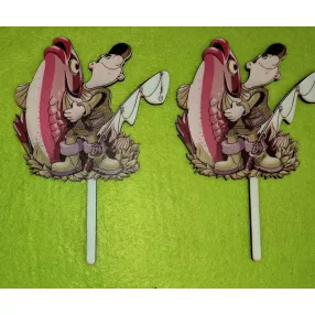   Nyomtatott beszúrós fa  Büszke horgász	2db/ csomag 	10 x14cm