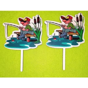   Nyomtatott beszúrós fa  Horgász a mólón 	2db/ csomag 	10 x14 cm 