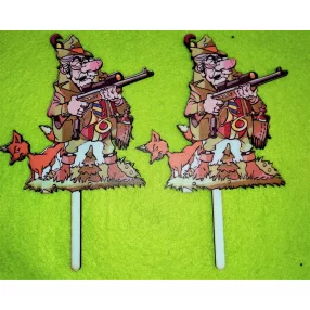   Nyomtatott beszúrós fa  Vadász rókával 	2db/csomag	10 x14,5 cm 