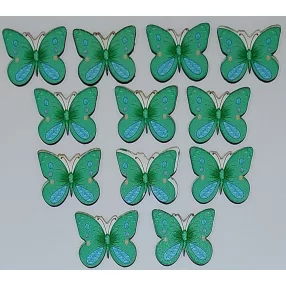 Nyomtatott Fa Világoszöld  pillangó	12db/csomag	4x3.5 cm 