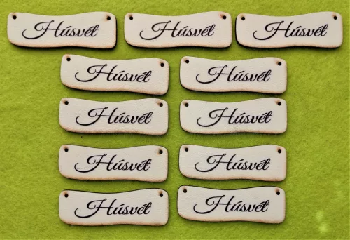 Nyomtatott Fa íves tábla Húsvét felirattal	11db/csomag	7x2,4 cm 																																																																																																																			