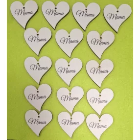   Nyomtatott Fa   Francia szív Mama  felirattal 	13db/csomag	4x4cm 