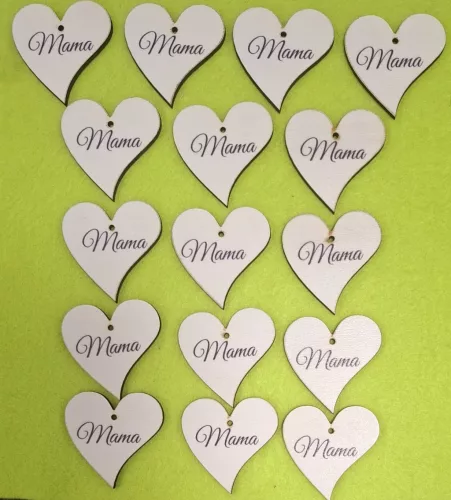 Nyomtatott Fa   Francia szív Mama  felirattal 	13db/csomag	4x4cm 