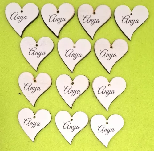 Nyomtatott Fa   Francia szív Anya  felirattal 	13db/csomag	4x4cm 