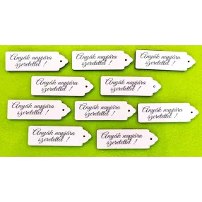   Nyomtatott Fa   Biléta Anyák napjára szeretettel   Felirattal 	10db/csomag	8x2,5cm 