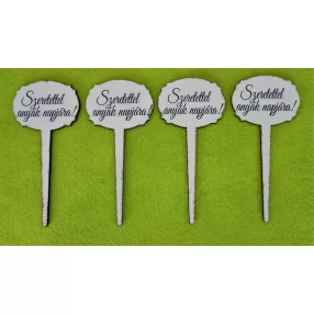   Nyomtatott Fa  Nagy beszúrós tábla Szeretettel anyák napjára!  Felirattal 	4db/csomag	14x6,5cm 