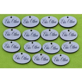   Nyomtatott ,fa alapú HDF(nem tömörfa)    Kicsi ovális  tábla  Édes Otthon Felirattal 	 15db/ csomag	4x2,5cm 