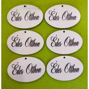   Nyomtatott Fa Ovális  tábla  Édes Otthon Felirattal 	 6db/csomag	7,5x5cm 