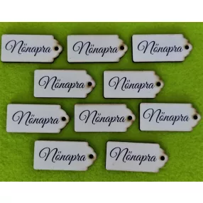   Nyomtatott Fa  tábla Nőnapra  Felirattal 	 10db/ csomag	5x2,3cm 