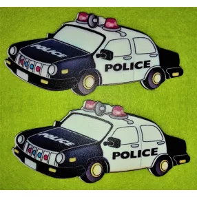 Nyomtatott fa   Rendőr  autó	 2db/csomag 	15x7cm 