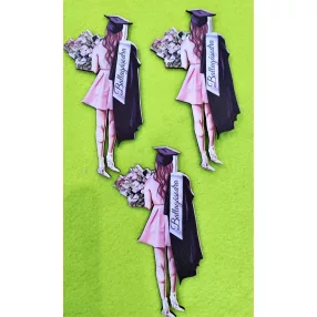  Nyomtatott fa   Ballagó lány Ballagásodra felirattal 	3db/ csomag 	12,5x6,5cm 