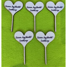   Nyomtatott fa Beszúrós szív Köszönöm,hogy felneveltél! Szeretlek Anya  felirattal	5db/csomag	5,5x9,5cm 