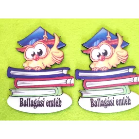    Nyomtatott fa Nagy szemű bagoly Ballagási emlék Felirattal	2db/csomag	9x12cm 