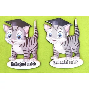   Nyomtatott fa Cica  Ballagási emlék Felirattal	2db/csomag	10x12cm 