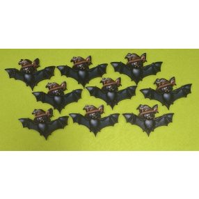    Nyomtatott fa Félszemű denevér kalappal 	9db/csomag	6,5x4,5 cm 
