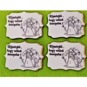   Nyomtatott ,fa alapú HDF(nem tömörfa)    Köszönjük hogy velünk	4db/csomag	8x5,8cm 