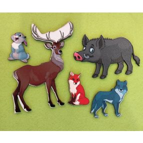  Nyomtatott fa Vadász állatok 	1 szett	4-15cm 